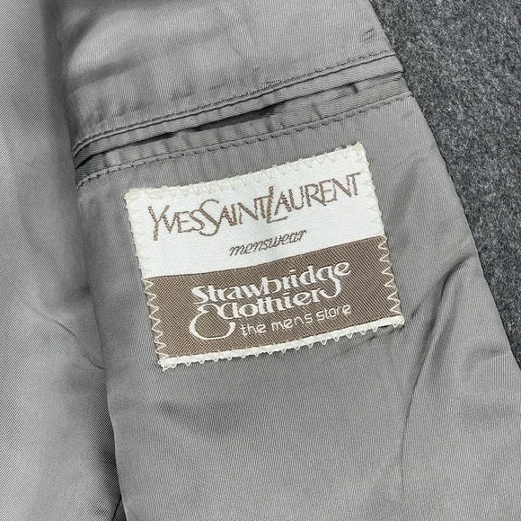 Yves Saint Laurent Blazer Mens Large Gray 2 Button Made in France 90s Vintage
